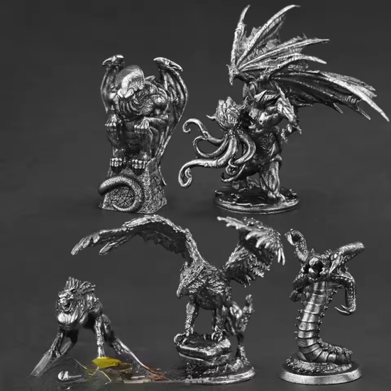 Retro Gaming Table - Miniatur Prajurit Monster Logam Paduan, Dapat