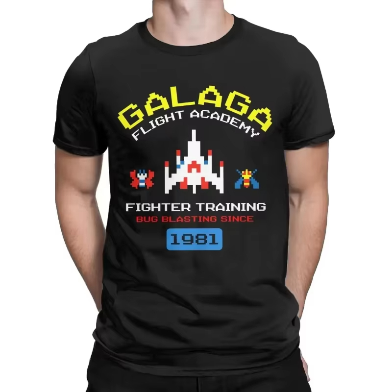 Retro Gaming Gift Ideas - Kaos Pria Katun Motif Galaga Retro