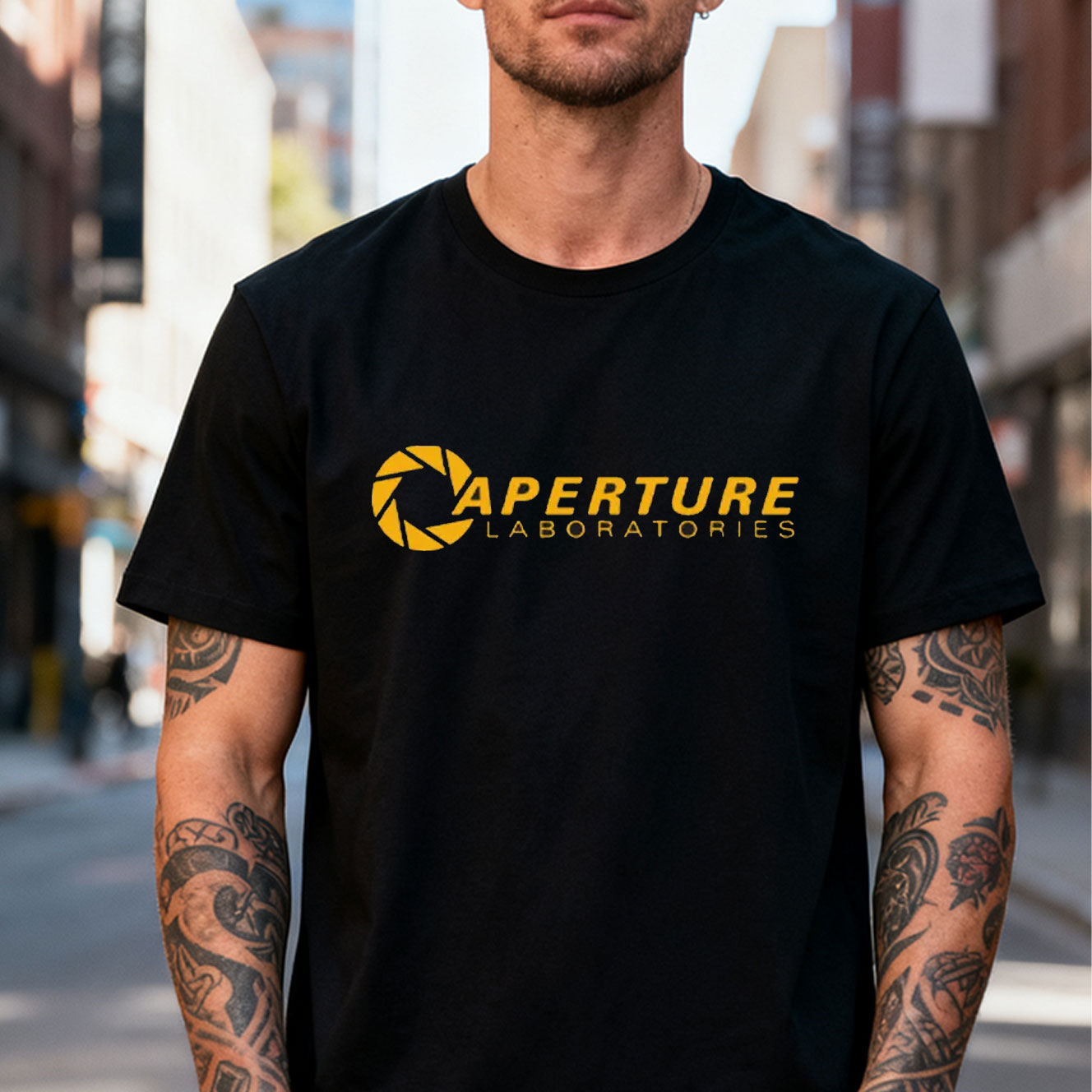 Kaos Katun Pria Aperture Labor - Retro Gaming Logo ulasan dan harga