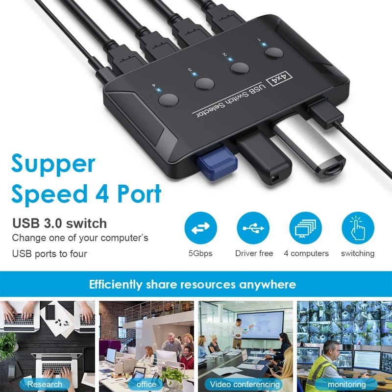 4 In 4 Out KVM USB3.0 Switch P - Controller Adapter Usb ulasan dan harga